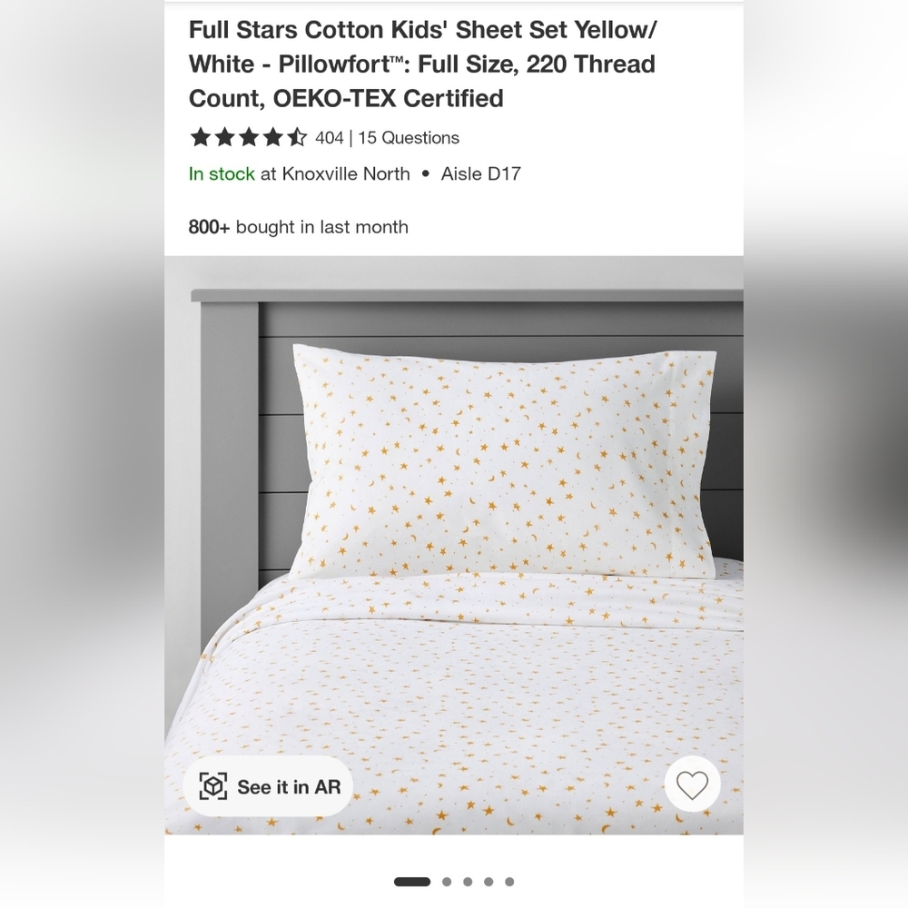 White Sheet and Pillowcase Set with Gold Star & Moon Print